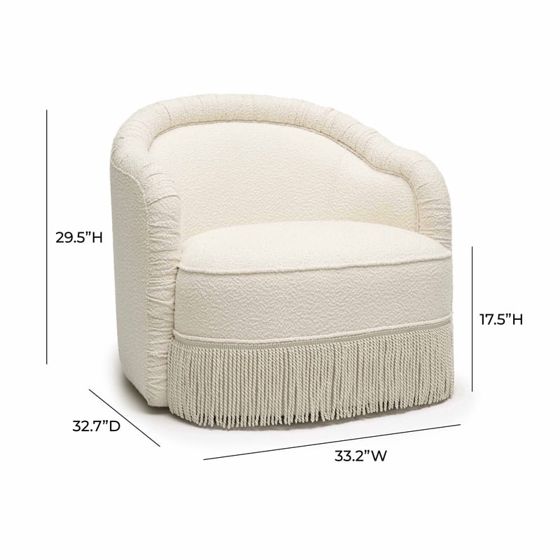 Pemberly Row Transitional Accent Cream Finish Boucle Lounge Chair