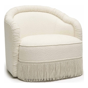 Pemberly Row Transitional Accent Cream Finish Boucle Lounge Chair