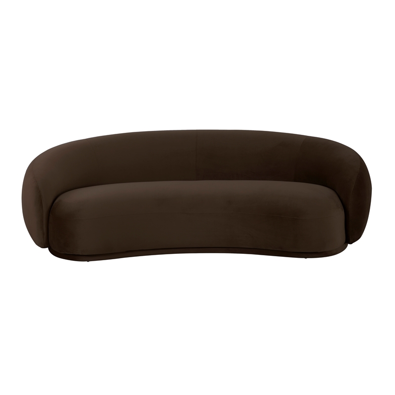 Pemberly Row Transitional Accent Chocolate Brown Velvet Sofa