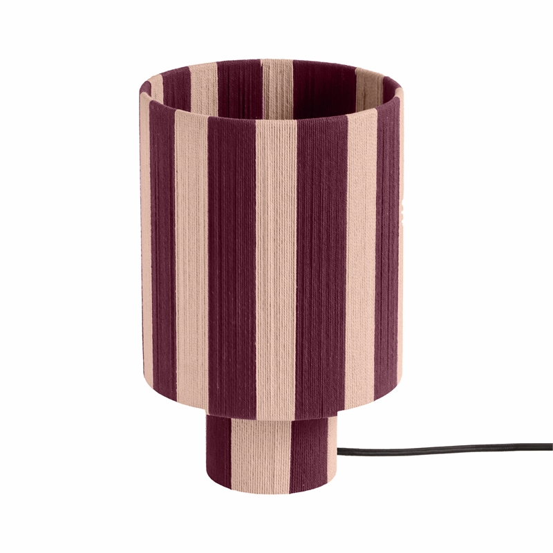 Pemberly Row Contemporary Purple and Pink Striped Cotton Table Lamp