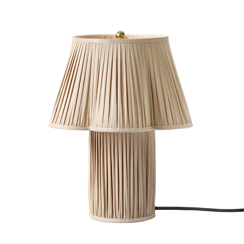 Pemberly Row Handmade Transitional Accent Beige Linen Table Lamp