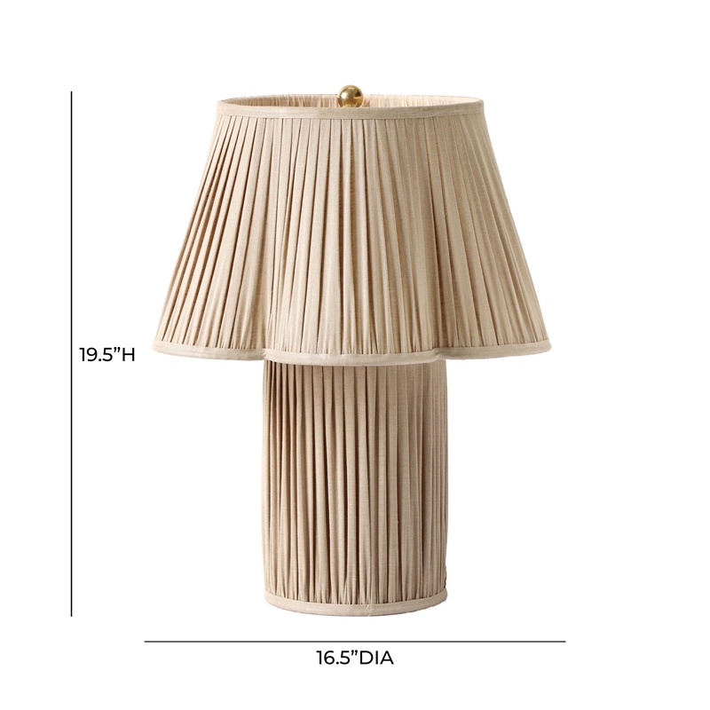 Pemberly Row Handmade Transitional Accent Beige Linen Table Lamp