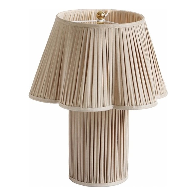 Pemberly Row Handmade Transitional Accent Beige Linen Table Lamp