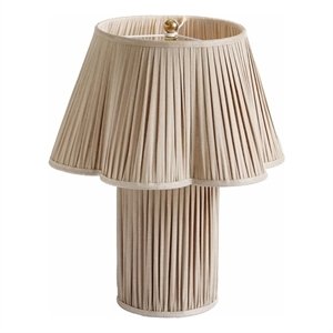 Pemberly Row Handmade Transitional Accent Beige Linen Table Lamp