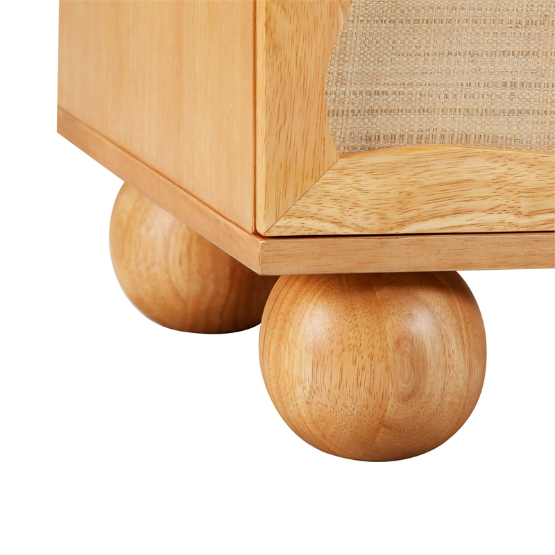 Pemberly Row Contemporary Natural Wood & Rattan Wavy Dresser