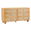 Pemberly Row Contemporary Natural Wood & Rattan Wavy Dresser