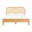 Pemberly Row Contemporary Accent Natural Wood & Rattan Queen Bed