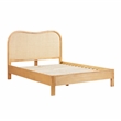 Pemberly Row Contemporary Accent Natural Wood & Rattan Queen Bed