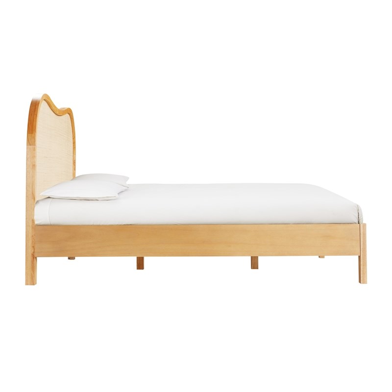 Pemberly Row Contemporary Accent Natural Wood & Rattan King Bed