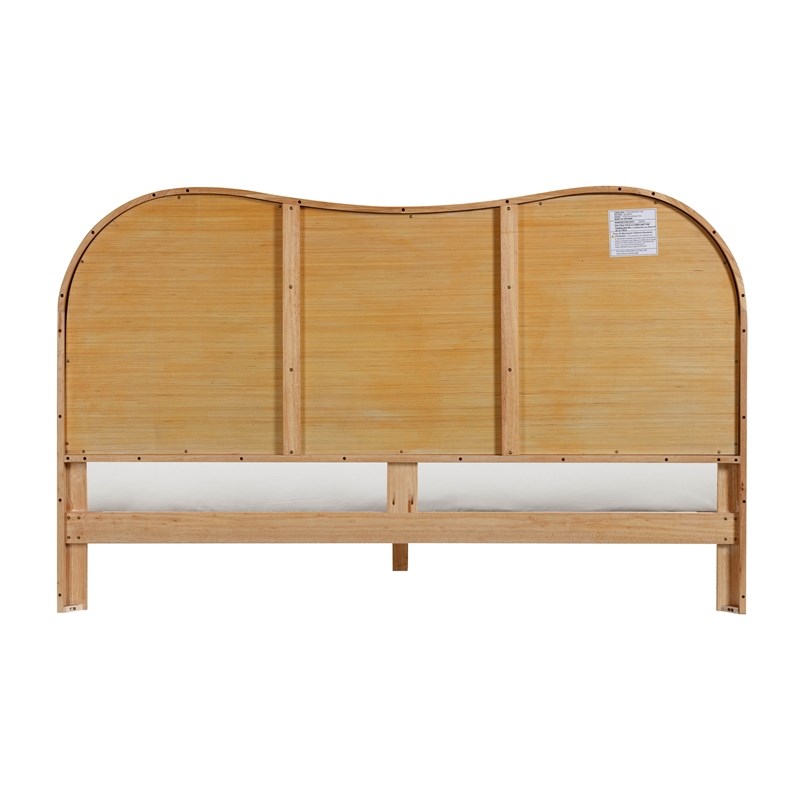 Pemberly Row Contemporary Accent Natural Wood & Rattan King Bed