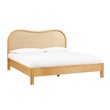 Pemberly Row Contemporary Accent Natural Wood & Rattan King Bed
