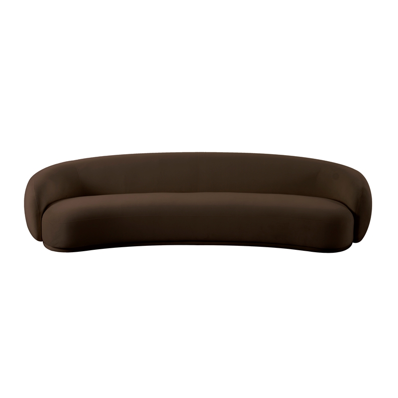 Pemberly Row Contemporary Chocolate Brown Velvet 120 Inch Sofa
