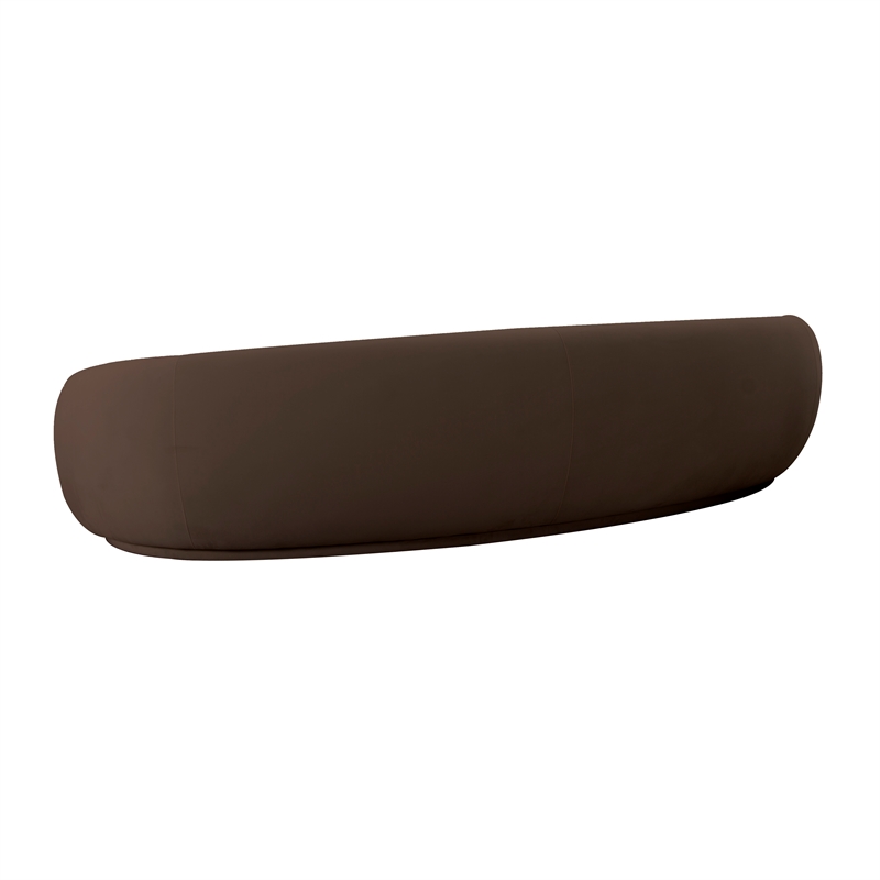 Pemberly Row Contemporary Chocolate Brown Velvet 120 Inch Sofa