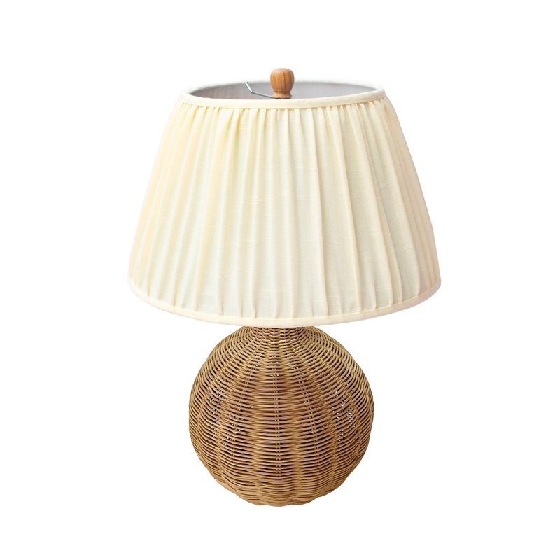 Pemberly Row Contemporary Accent Cream & Natural Rattan Table Lamp