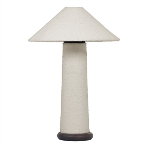 Pemberly Row Mid-Century White Finish Textured Boucle Table Lamp
