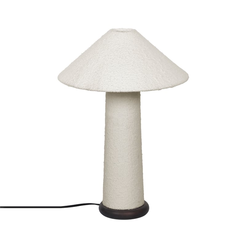 Pemberly Row Mid-Century White Finish Textured Boucle Table Lamp