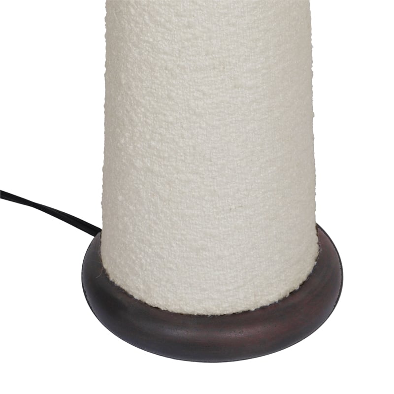 Pemberly Row Mid-Century White Finish Textured Boucle Table Lamp