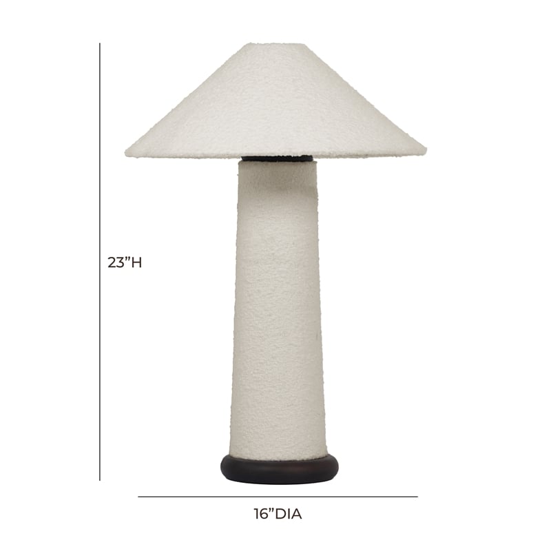 Pemberly Row Mid-Century White Finish Textured Boucle Table Lamp