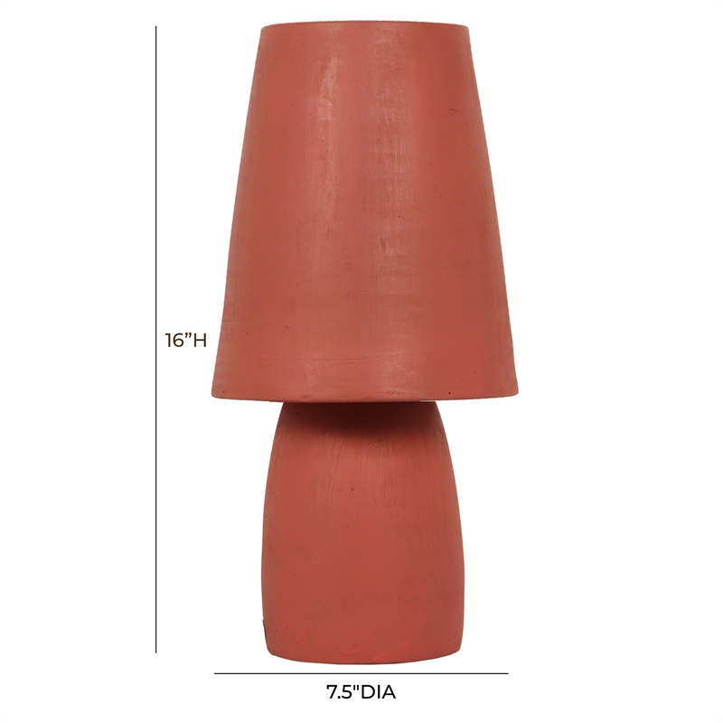 Pemberly Row Contemporary Accent Red Finish Terracotta Table Lamp
