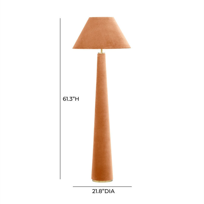 Pemberly Row Contemporary Accent Terracotta Velvet Floor Lamp