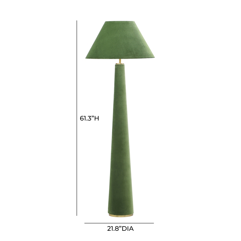 Pemberly Row Contemporary Accent Moss Green Velvet Floor Lamp