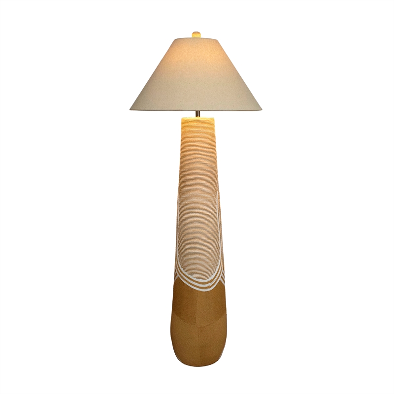 Pemberly Row Transitional Accent Natural Finish Woven Floor Lamp