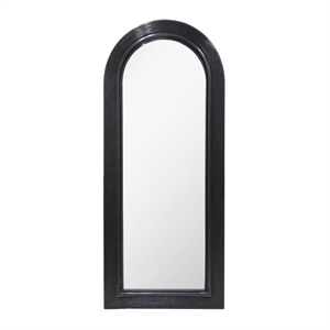 Pemberly Row Contemporary Accent Black Rattan 70&quot Floor Mirror