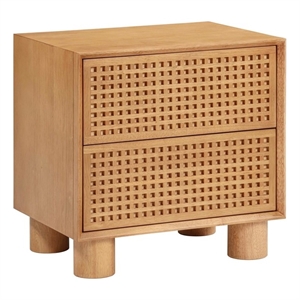 Pemberly Row Handmade Mid-Century Natural Rubberwood Nightstand