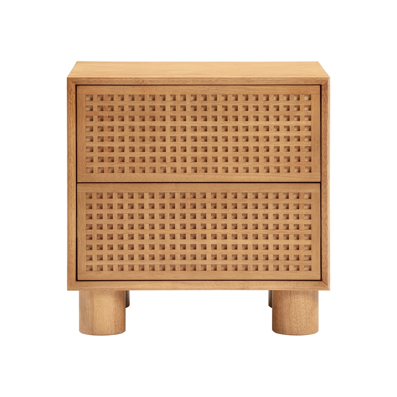 Pemberly Row Handmade Mid-Century Natural Rubberwood Nightstand