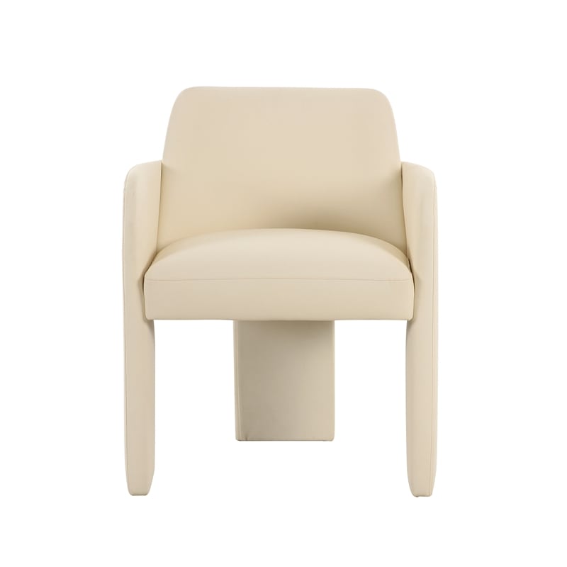 Pemberly Row Contemporary Accent Cream Vegan Leather Dining Chair