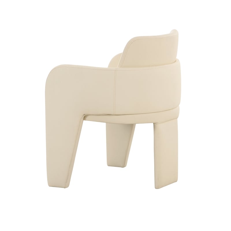 Pemberly Row Contemporary Accent Cream Vegan Leather Dining Chair