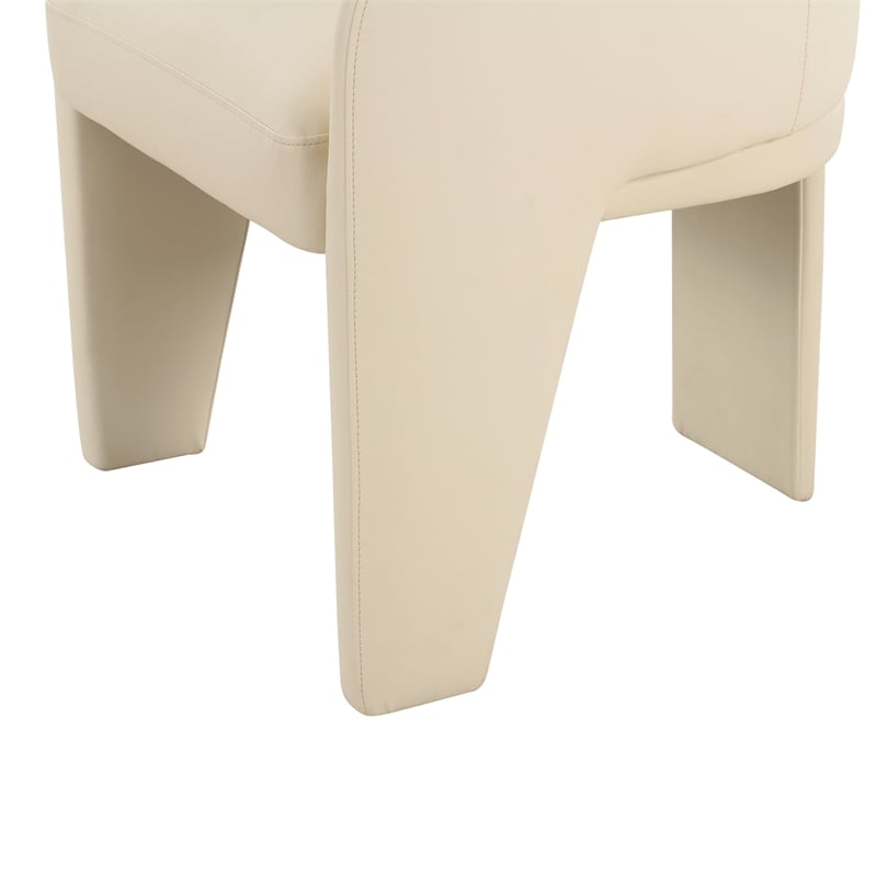 Pemberly Row Contemporary Accent Cream Vegan Leather Dining Chair