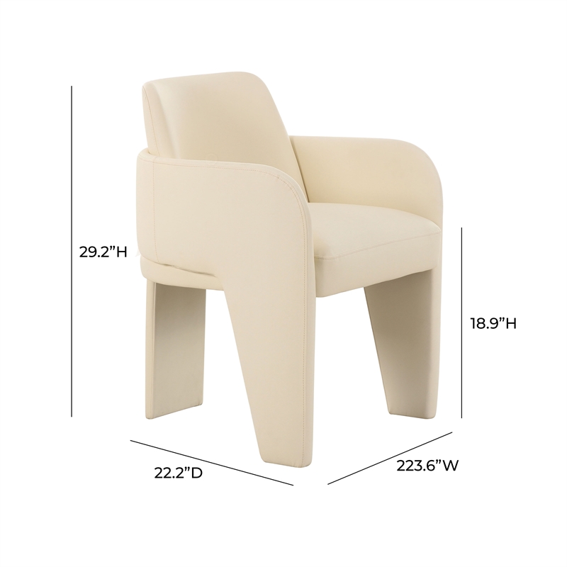 Pemberly Row Contemporary Accent Cream Vegan Leather Dining Chair