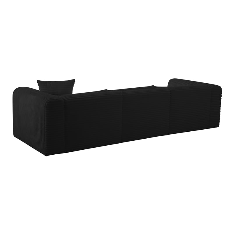 Pemberly Row Fluffy Oversized Black Corduroy Modular RAF Sectional