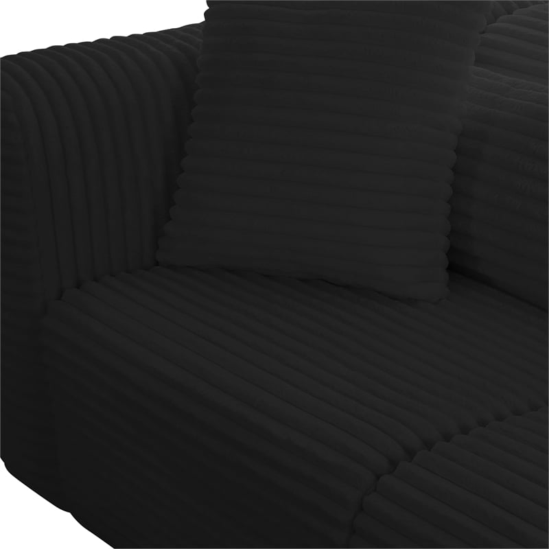 Pemberly Row Fluffy Oversized Black Corduroy Modular RAF Sectional