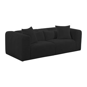 Pemberly Row Fluffy Oversized Black Corduroy Modular Loveseat