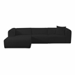 Pemberly Row Fluffy Oversized Black Corduroy Modular LAF Sectional