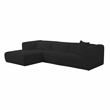 Pemberly Row Fluffy Oversized Black Corduroy Modular LAF Sectional