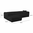 Pemberly Row Fluffy Oversized Black Corduroy Modular LAF Sectional