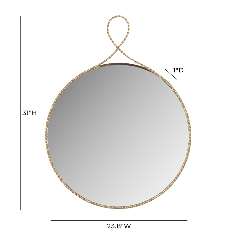 Pemberly Row Contemporary Accent Braided Brass Round Wall Mirror