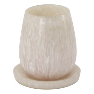 Pemberly Row Contemporary Rounded Tan Swirl Resin Kiddush Cup