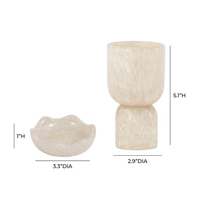 Pemberly Row Contemporary Accent Tan Swirl Resin Kiddush Cup