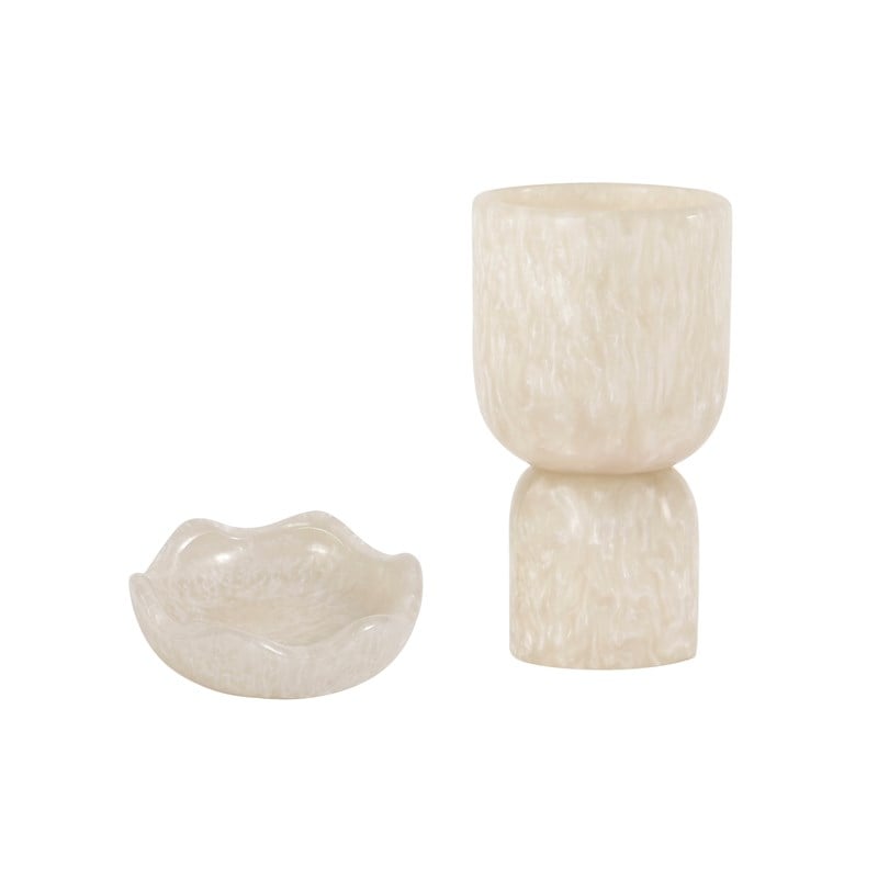 Pemberly Row Contemporary Accent Tan Swirl Resin Kiddush Cup