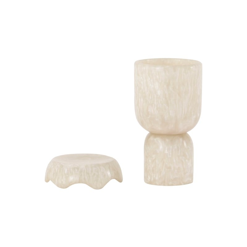 Pemberly Row Contemporary Accent Tan Swirl Resin Kiddush Cup