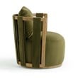 Pemberly Row Contemporary Green Upcycled Distressed Velvet Swivel Chair