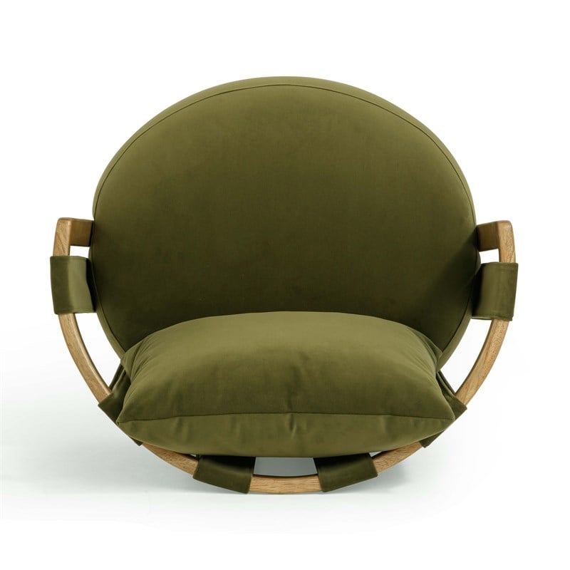 Pemberly Row Contemporary Green Upcycled Distressed Velvet Swivel Chair