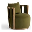 Pemberly Row Contemporary Green Upcycled Distressed Velvet Swivel Chair