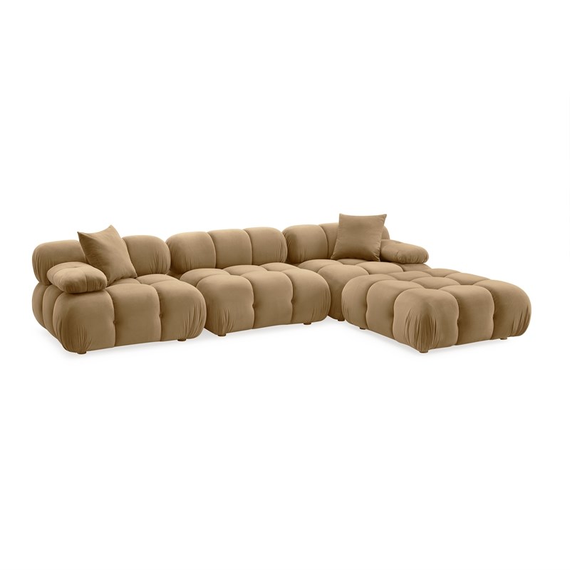 Pemberly Row Contemporary Performance Velvet 4-piece Modular Sectional