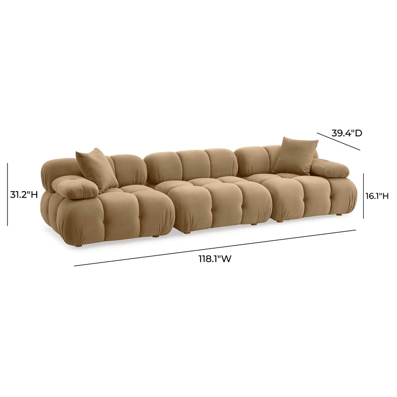 Pemberly Row Contemporary Accent Performance Velvet Modular Sofa