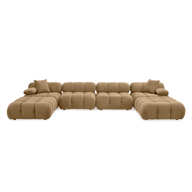 Pemberly Row Contemporary Performance Velvet 6-piece Modular U-Sectional